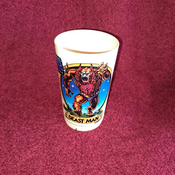 Vtg 1983 Mattel Masters of the Universe Man-at-Arms&Beast Man Plastic Deka Cup - Picture 7 of 12